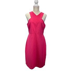 Sam Edelman Halter Neck Midi Dress Pink Size 10  Exposed Zip